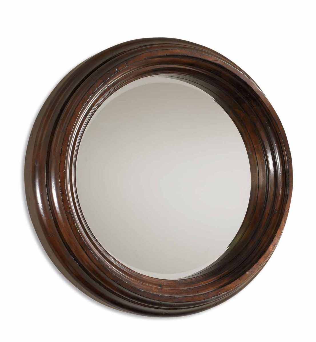 Uttermost Cristiano Round Dark Wood Mirror