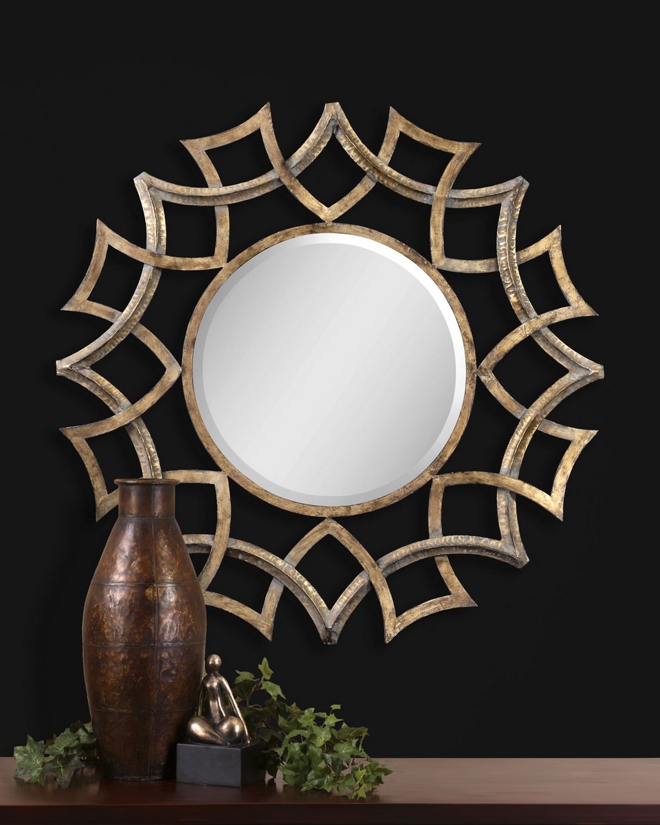 Uttermost Demarco Round Antique Gold Mirror