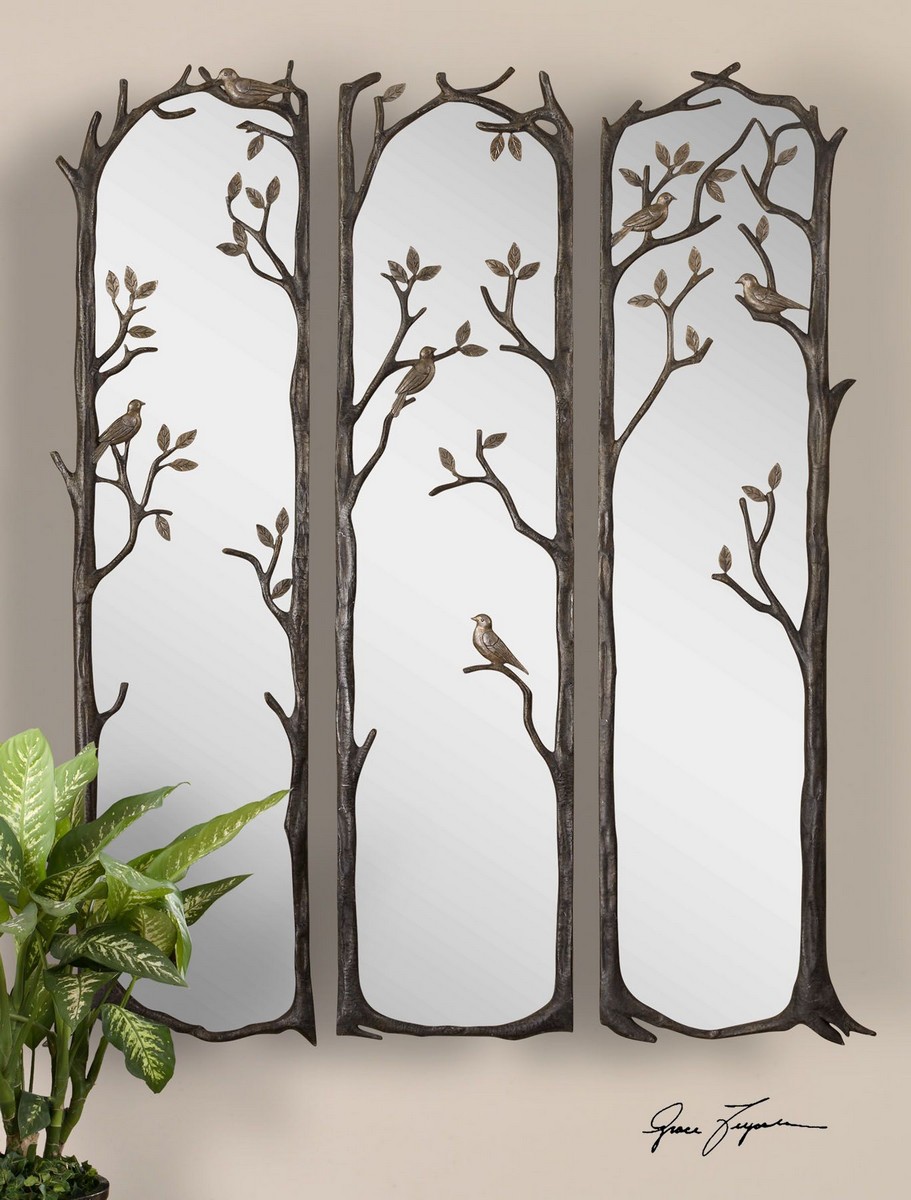 Uttermost Perching Birds Decorative Mirror Set of 3 UTTERMOST12788