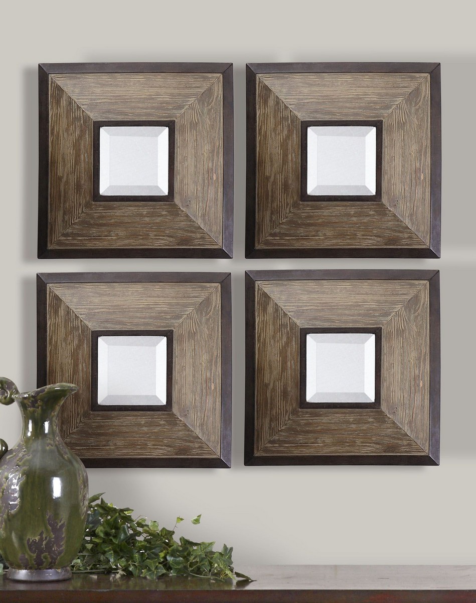 Uttermost Fendrel Squares Wood Mirror - Set of 4