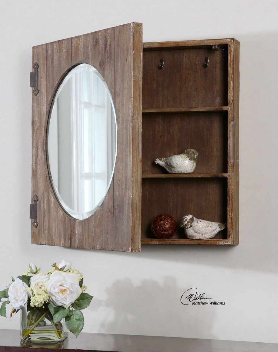 Uttermost Gualdo Aged Wood Mirror Cabinet