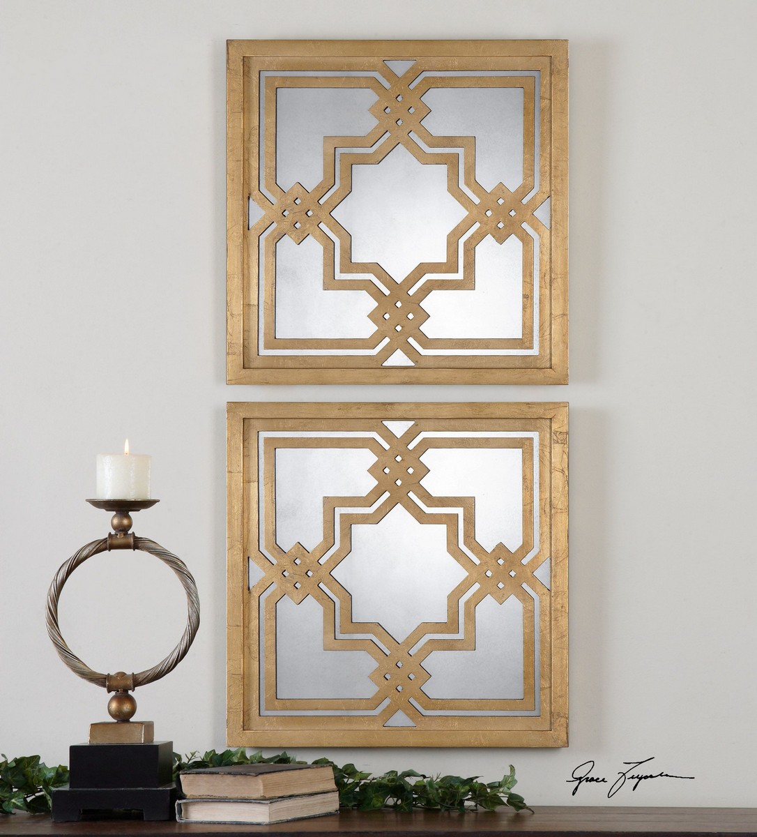 Uttermost Piazzale Gold Square Mirrors - Set of 2