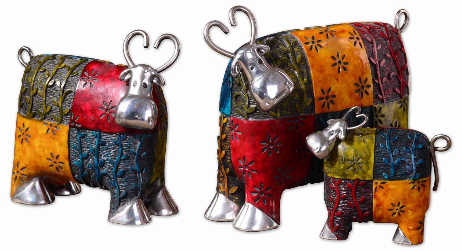 Uttermost Colorful Cows Metal Figurines - Set of 3