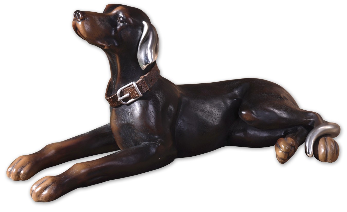 Uttermost Resting Dog Aged Black Statue