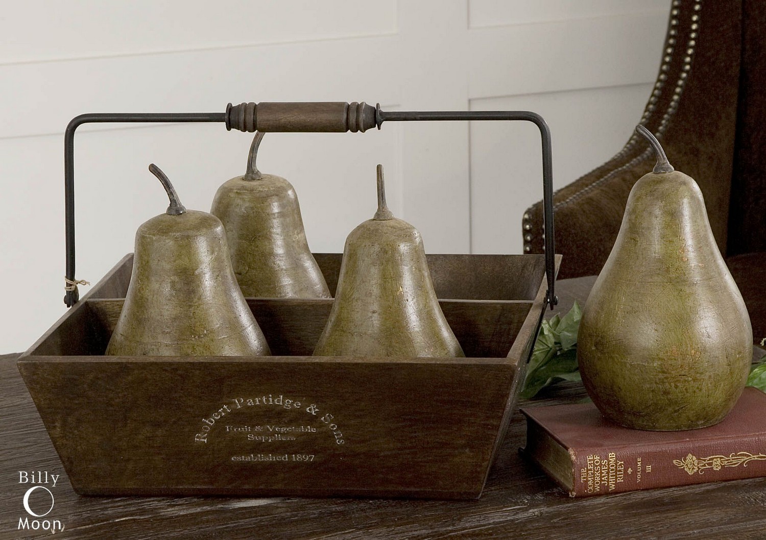 Uttermost Decorative Pears In Basket - Set of 5