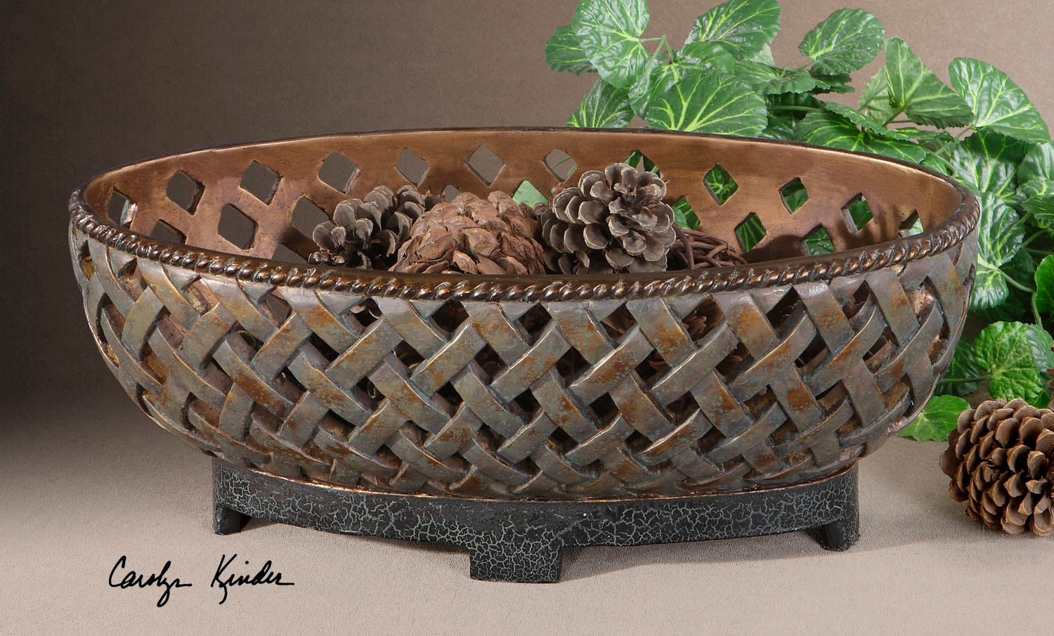Uttermost Teneh Lattice Weave Design Bowl