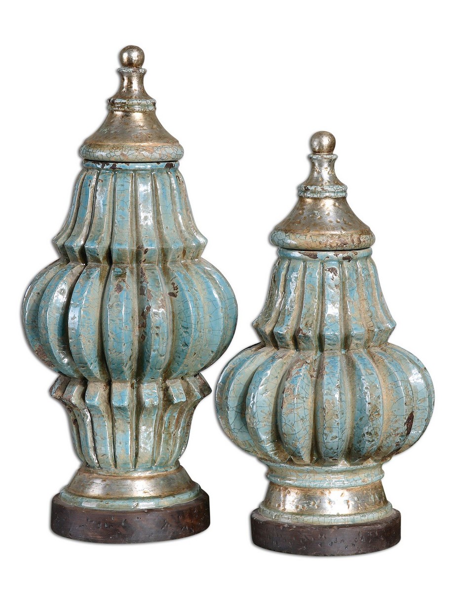 Uttermost Fatima Sky Blue Decorative Urns - Set of 2