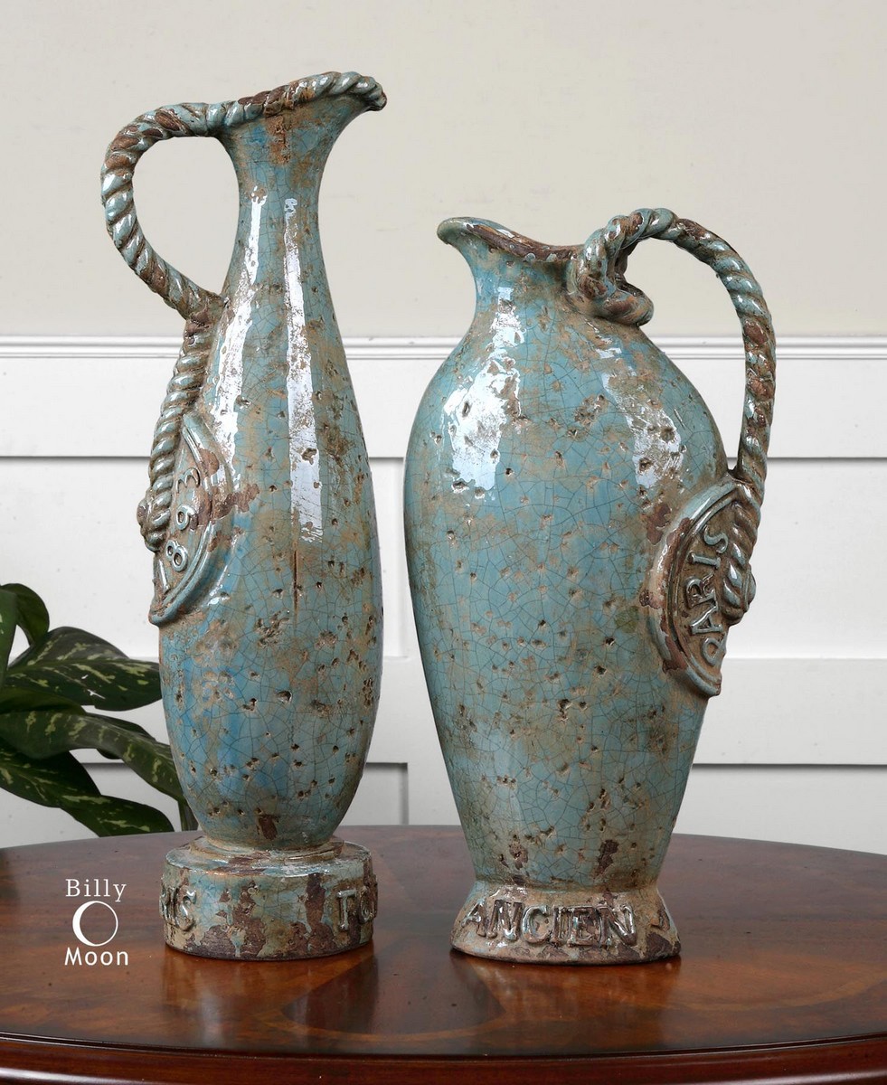 Uttermost Freya Sky Blue Vases - Set of 2