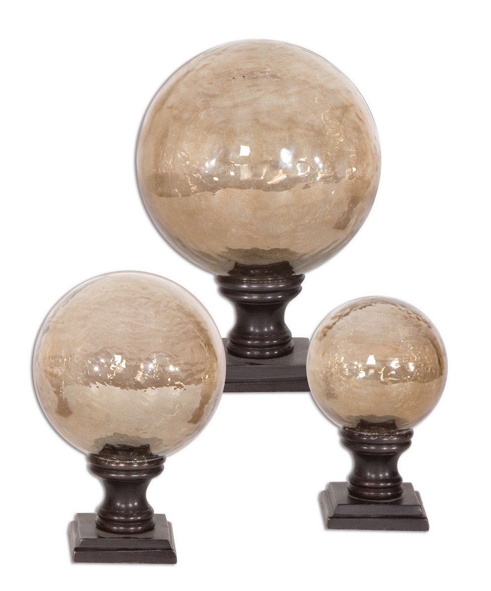 Uttermost Lamya Glass Globe Finials - Set of 3