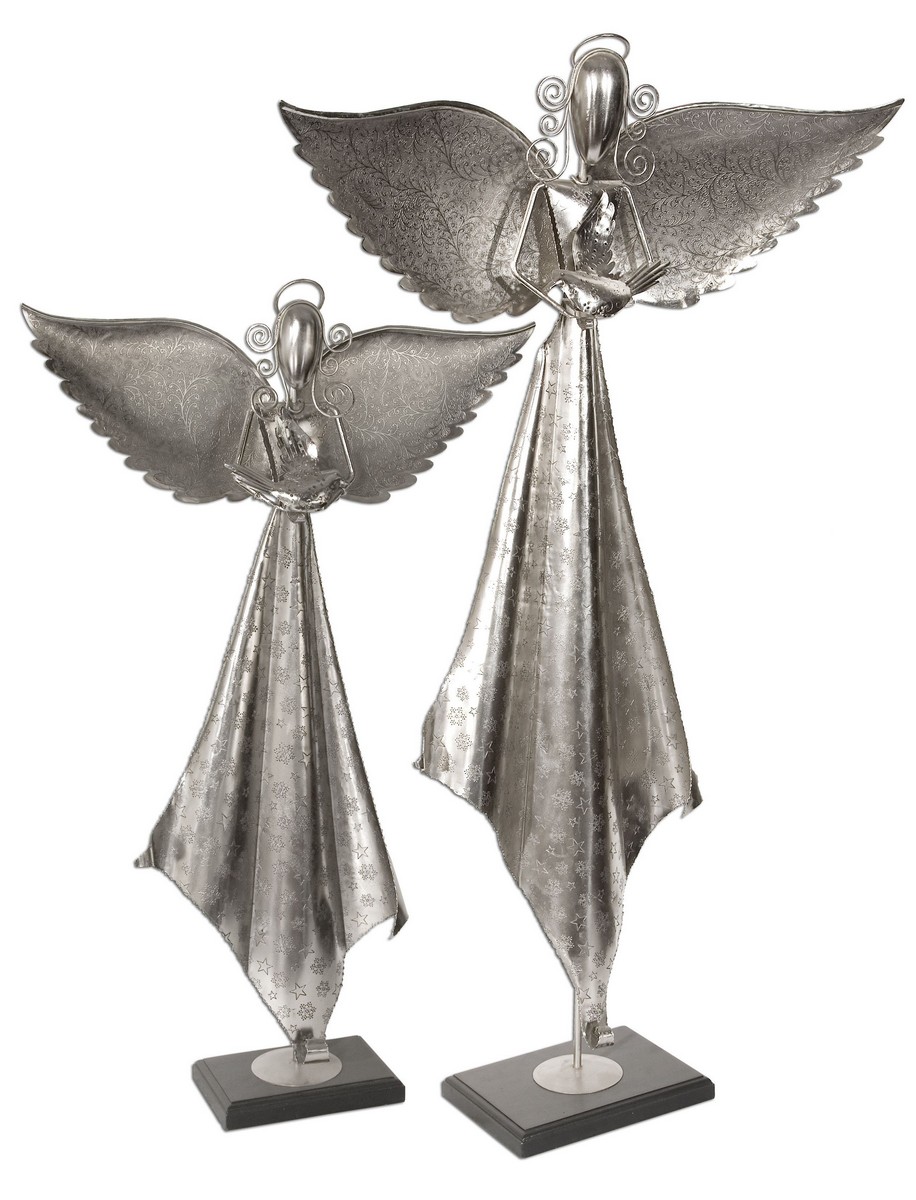 Uttermost Angels Antique Nickel Sculpture - Set of 2