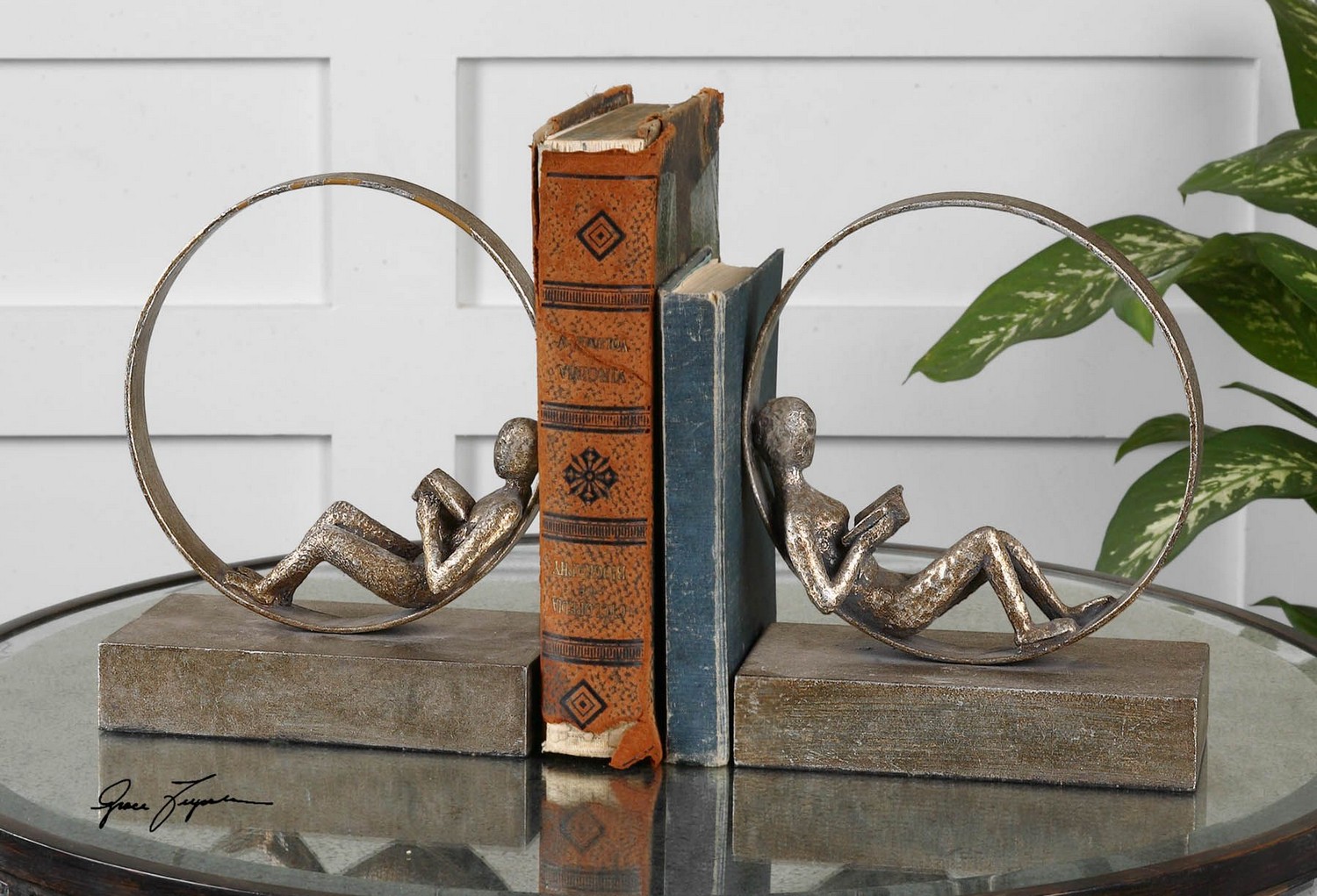 Uttermost Lounging Reader Antique Bookends - Set of 2