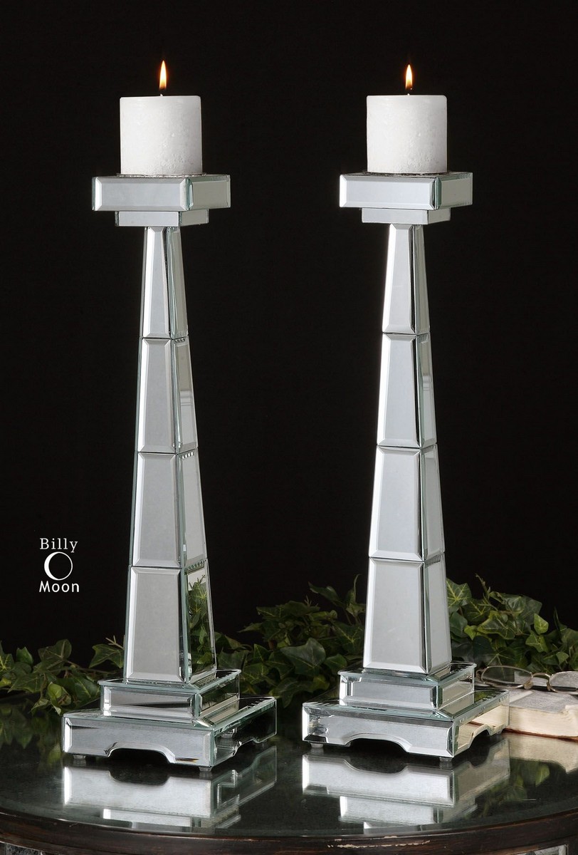 Uttermost Alanna Mirrored Candleholders - Set of 2