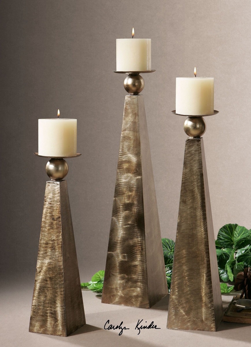 Uttermost Cesano Bronze Candleholders - Set of 3