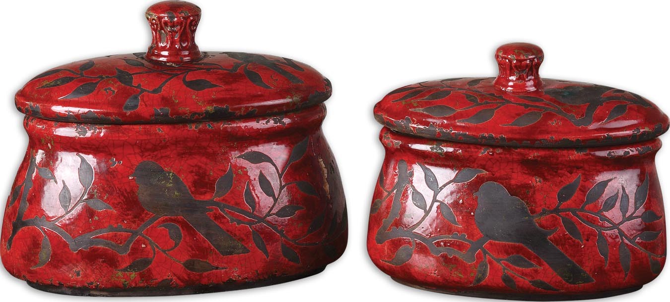 Uttermost Siana Red Ceramic Canisters - Set of 2