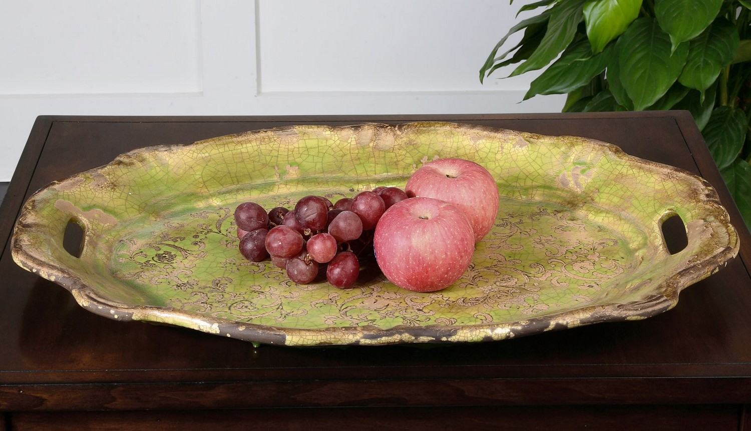 Uttermost Gian Crackled Green Ceramic Tray