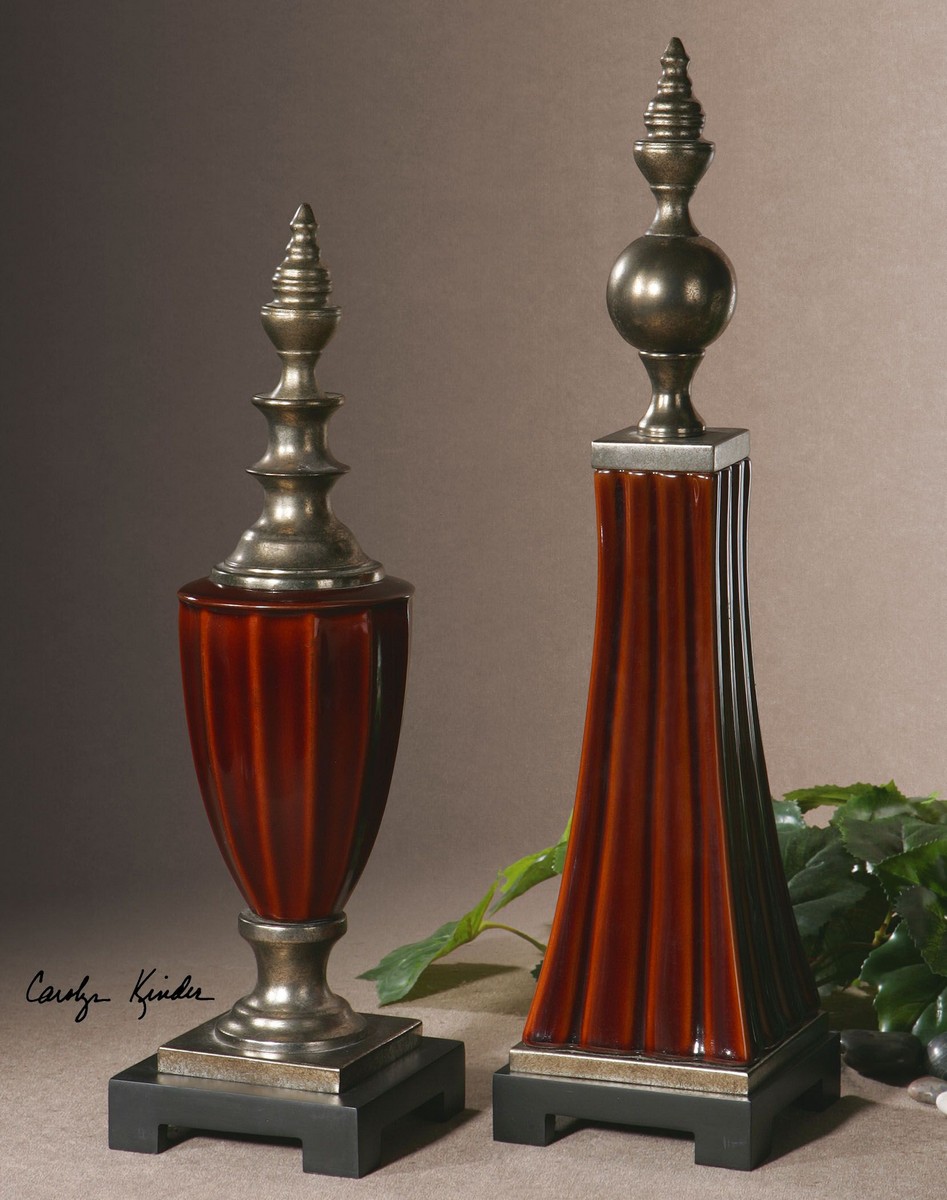 Uttermost Bay Ceramic Finials - Set of 2