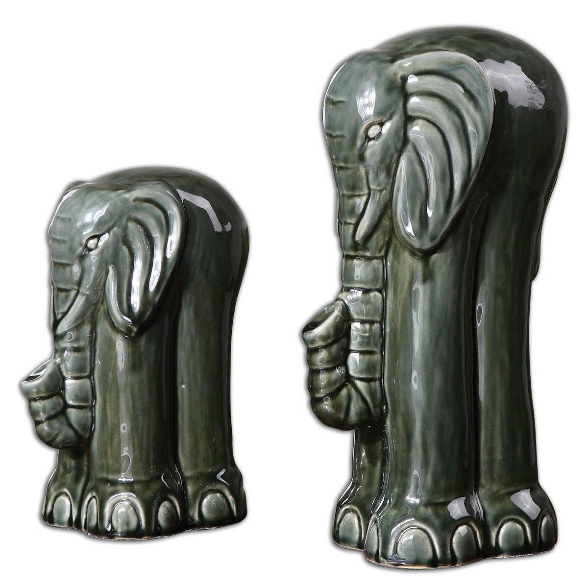 Uttermost Green Elephants Figurines - Set of 2