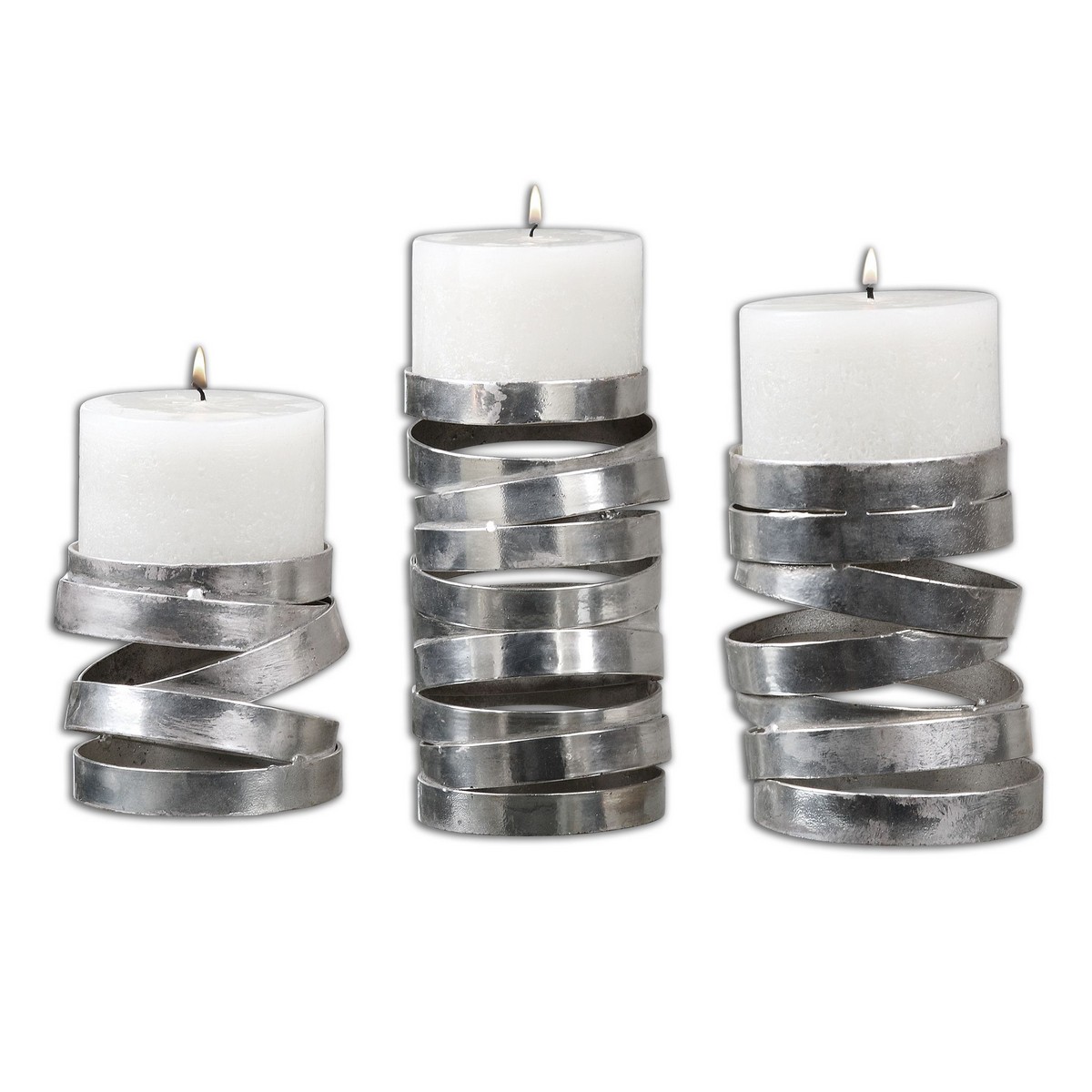 Uttermost Tamaki Silver Candleholders - Set of 3