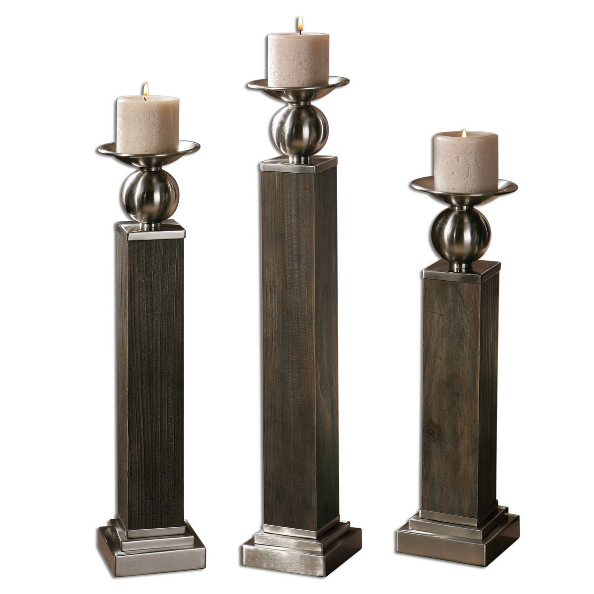 Uttermost Hestia Wood Candleholders - Set of 3