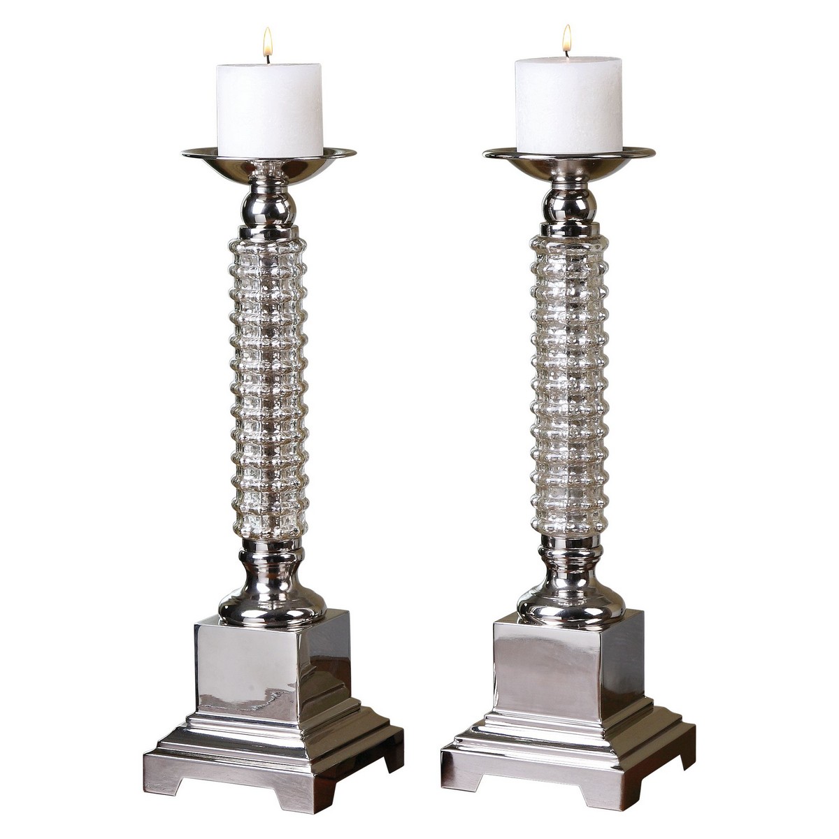 Uttermost Ardex Mercury Glass Candleholders - Set of 2