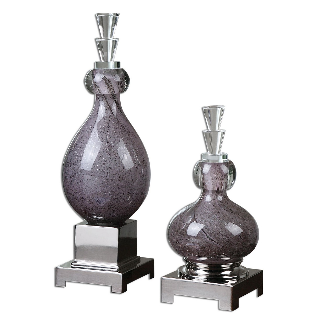 Uttermost Charoite Purple Glass Bottles - Set of 2