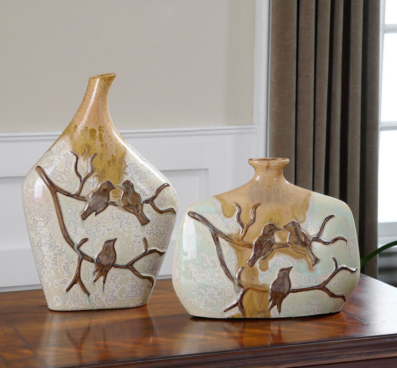 Uttermost Pajaro Ceramic Vases - Set of 2