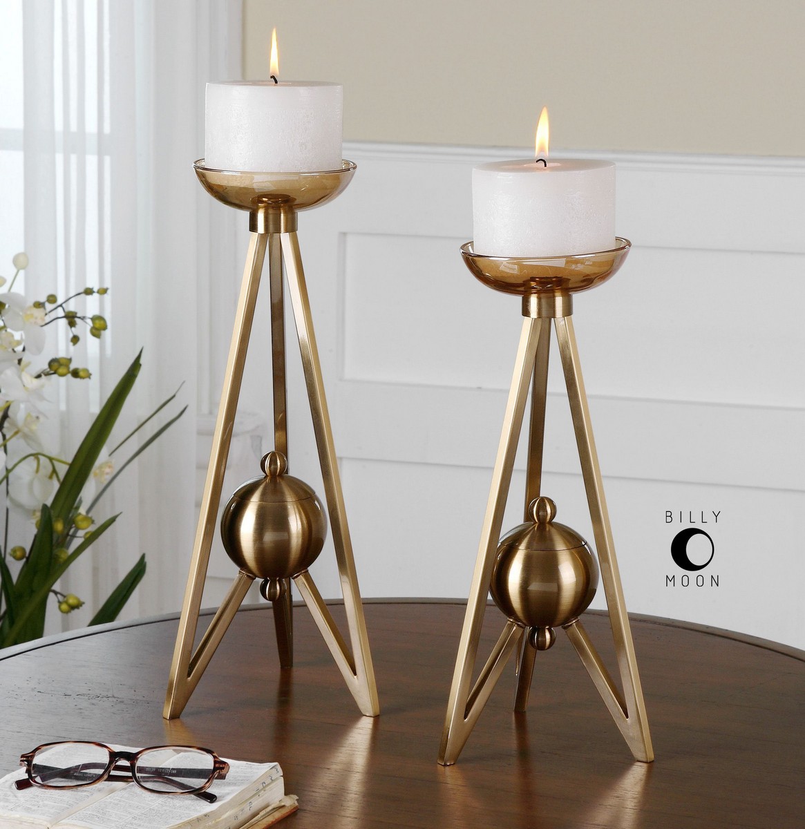 Uttermost Andar Coffe Bronze Candleholders - Set of 2