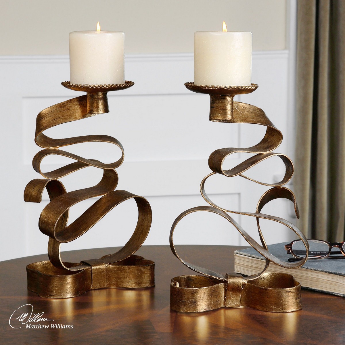 Uttermost Pazia Gold Metal Candleholders - Set of 2
