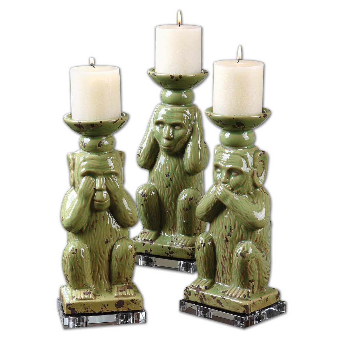 Uttermost Toma Ceramic Candleholders - Set of 3