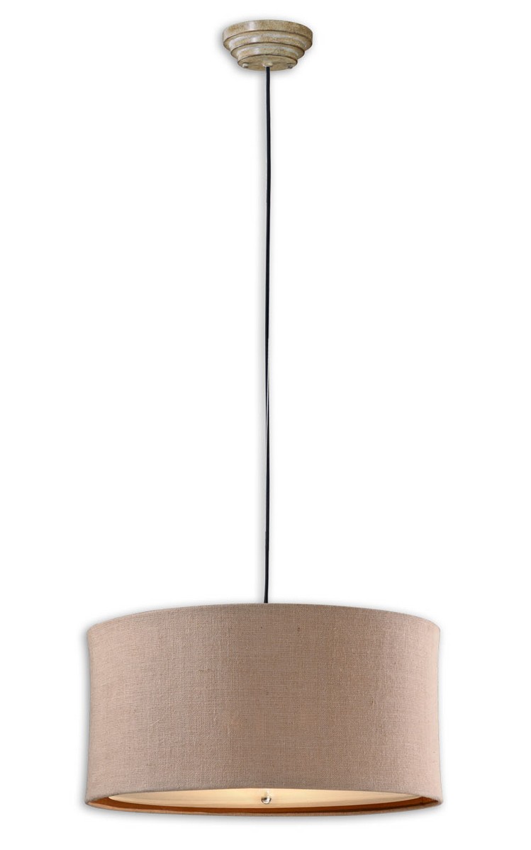 Uttermost Alamo 3 Light Burlap Drum Pendant Uttermost Alamo 3 Light Burlap Drum Pendant