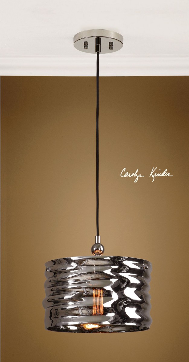 Uttermost Aragon 1 Light Nickel Glass Pendant