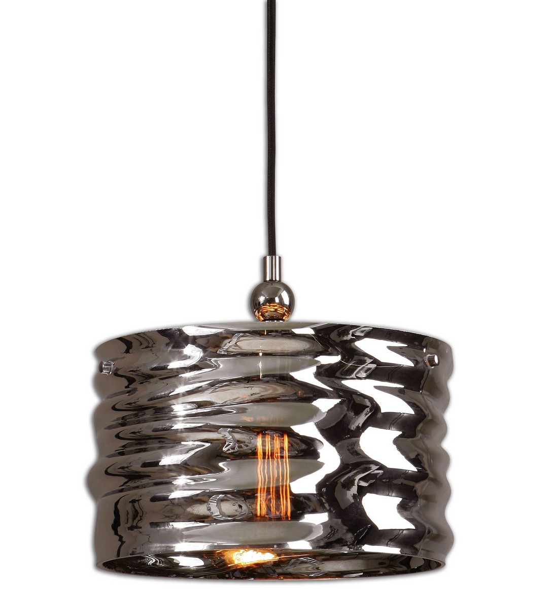 Uttermost Aragon 1 Light Nickel Glass Pendant