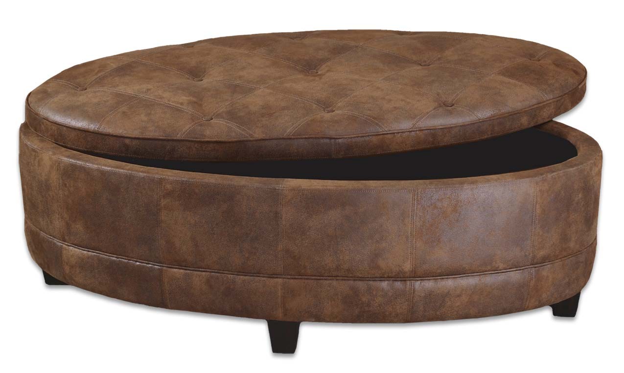 Uttermost Gideon Oval Leather Storage Bench