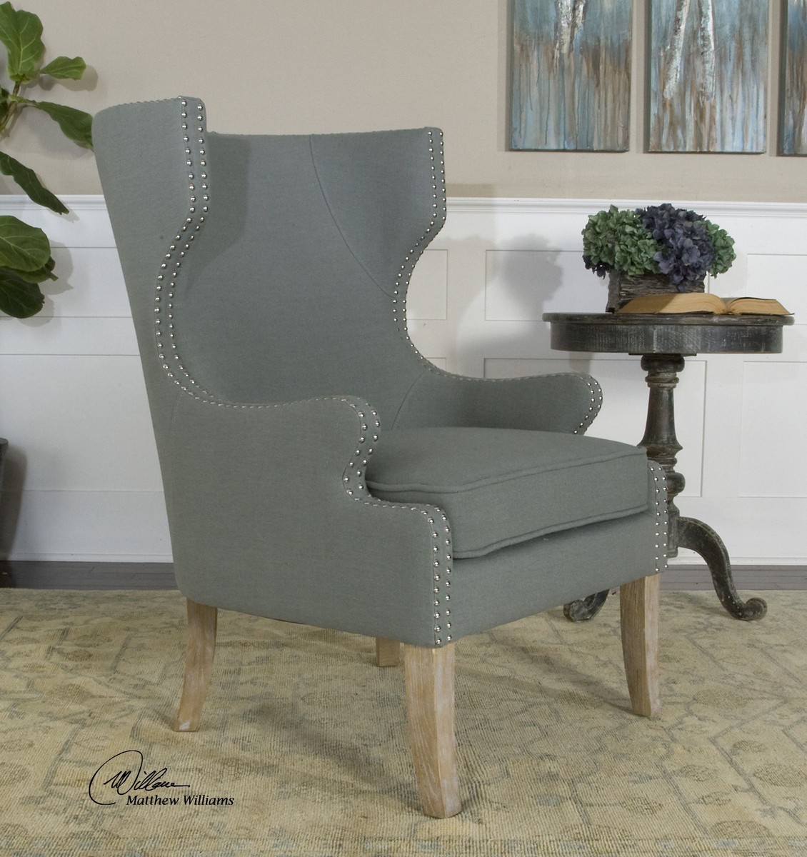 Uttermost Graycie High Back Wing Chair
