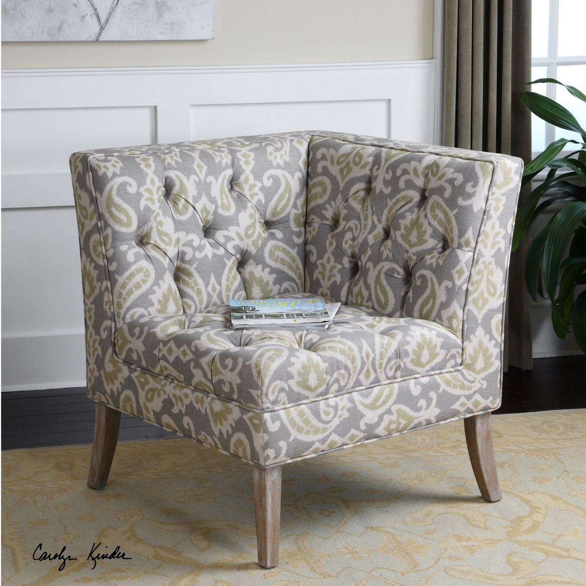 Uttermost Meliso Tufted Corner Chair