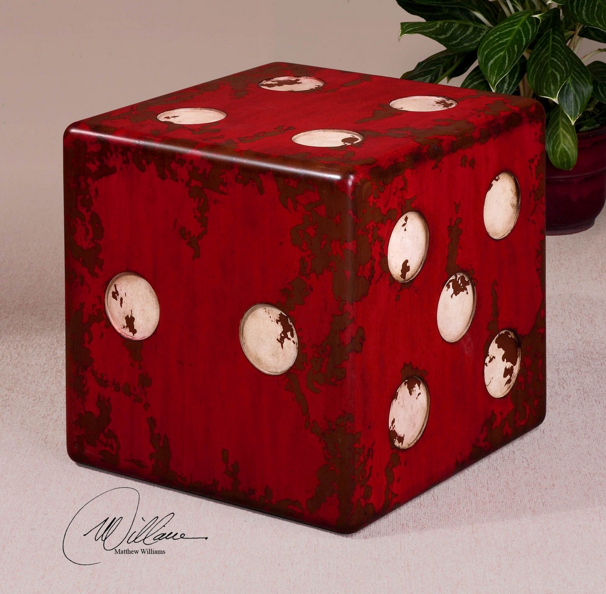Uttermost Dice Red Accent Table