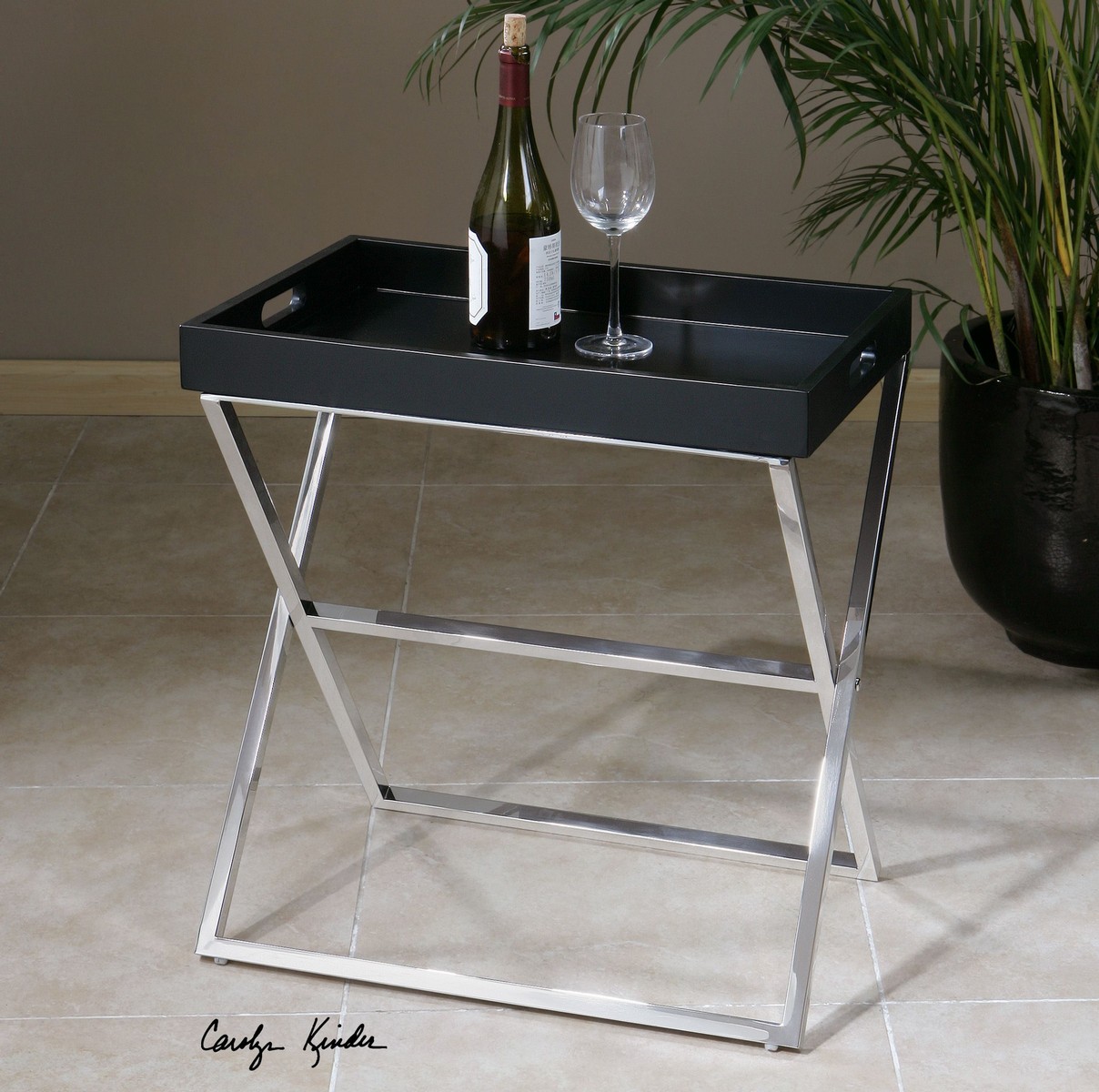 Uttermost Cleo Black Tray Table