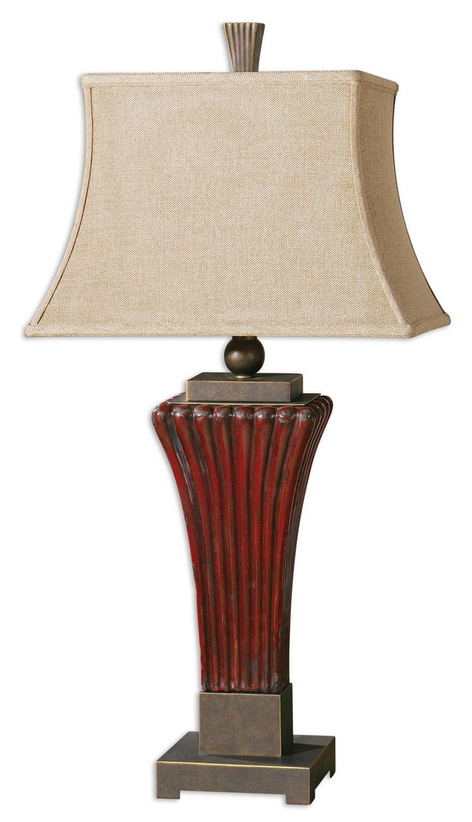 Uttermost Rosso Ribbed Ceramic Lamp