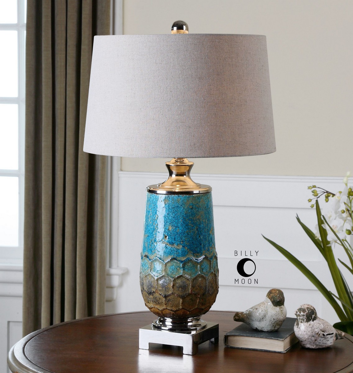 Uttermost Manzu Blue Ceramic Table Lamp