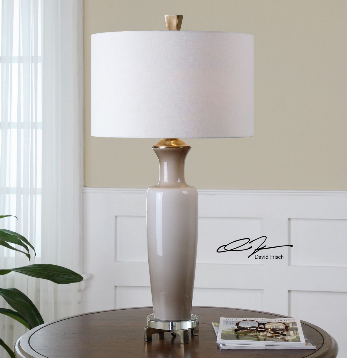 Uttermost Consuela Taupe Gray Glass Table Lamp