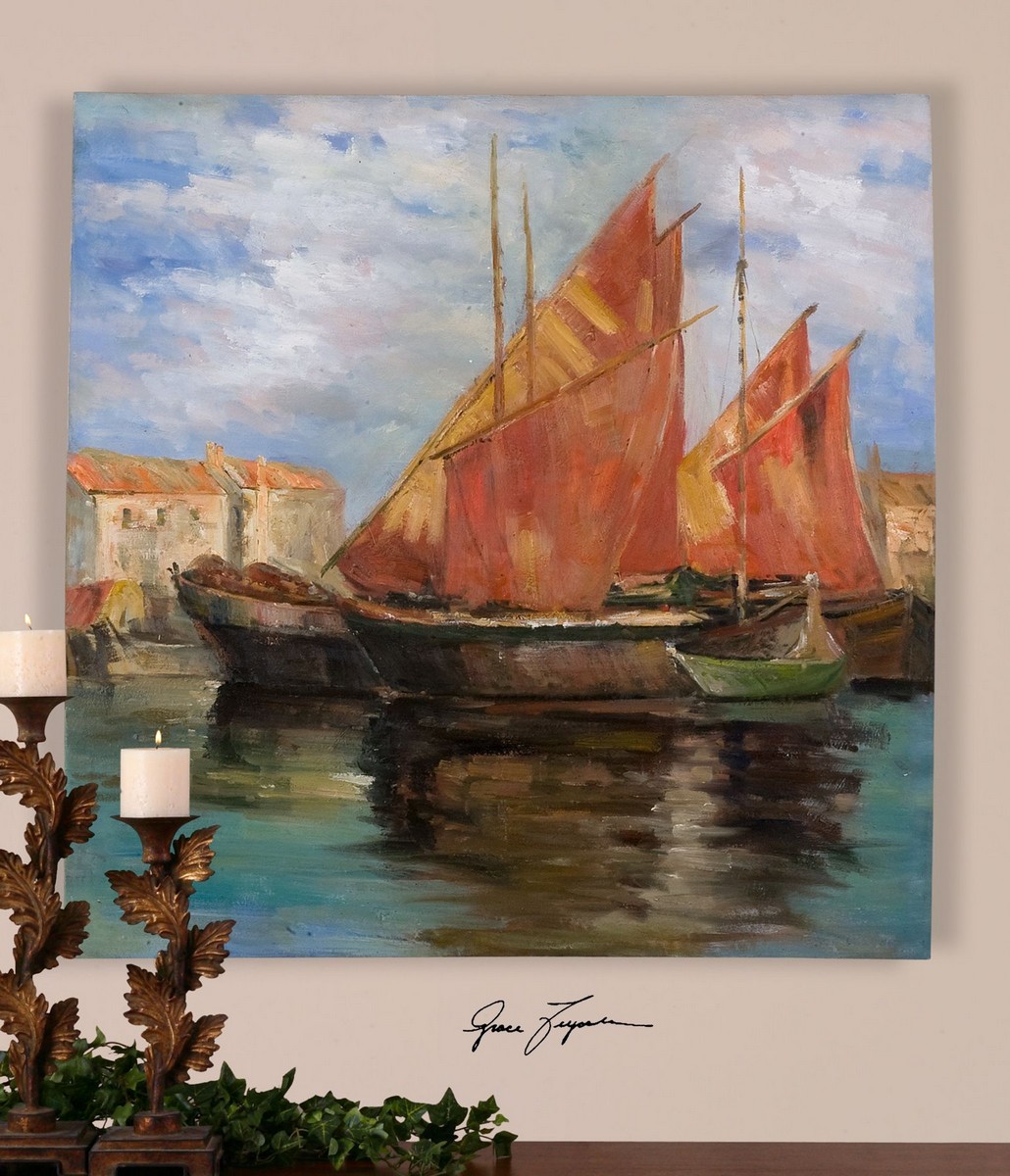 Uttermost Bright Sailing Hand Painted Art