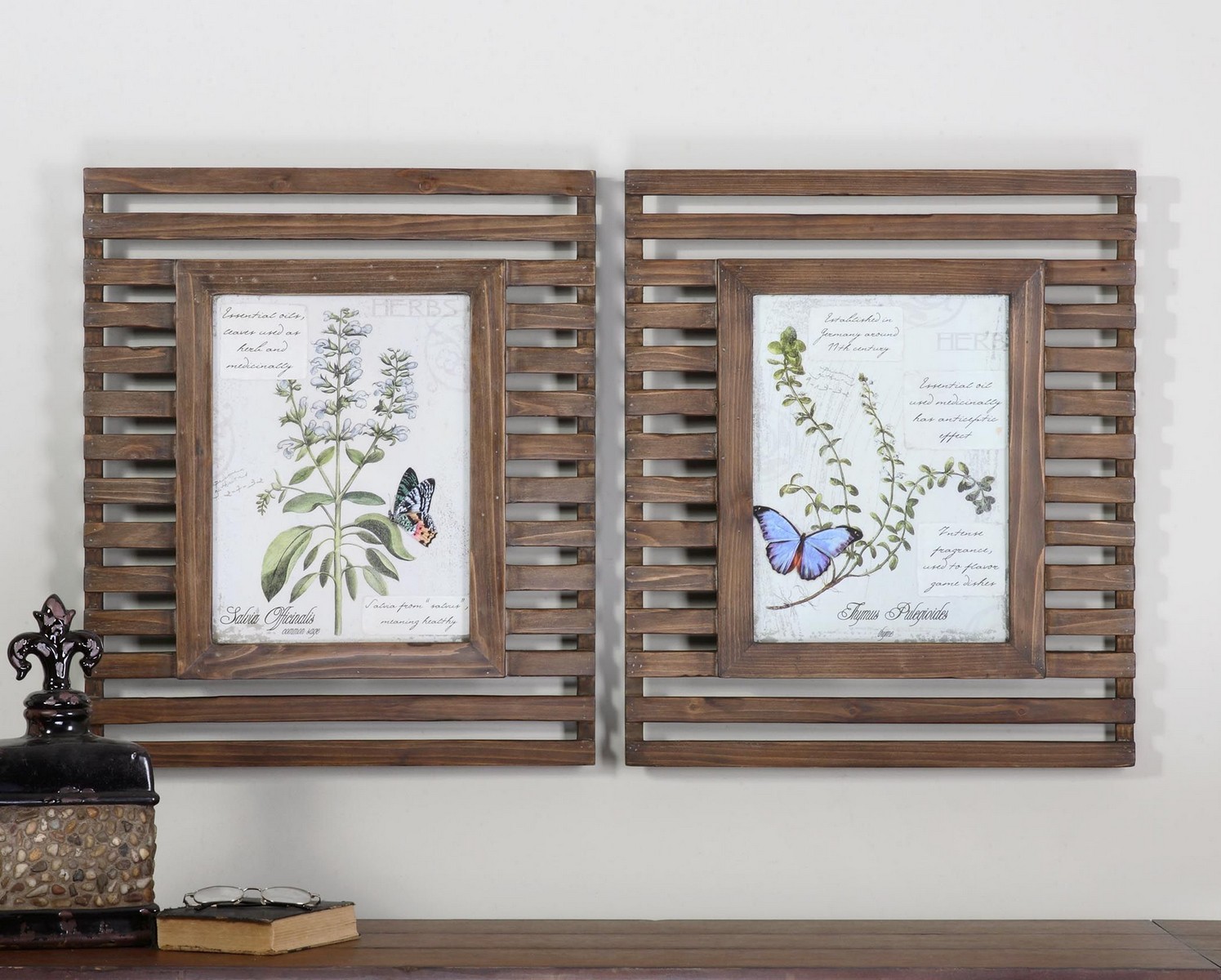 Uttermost Herbs & Butterflies Wood Framed Art