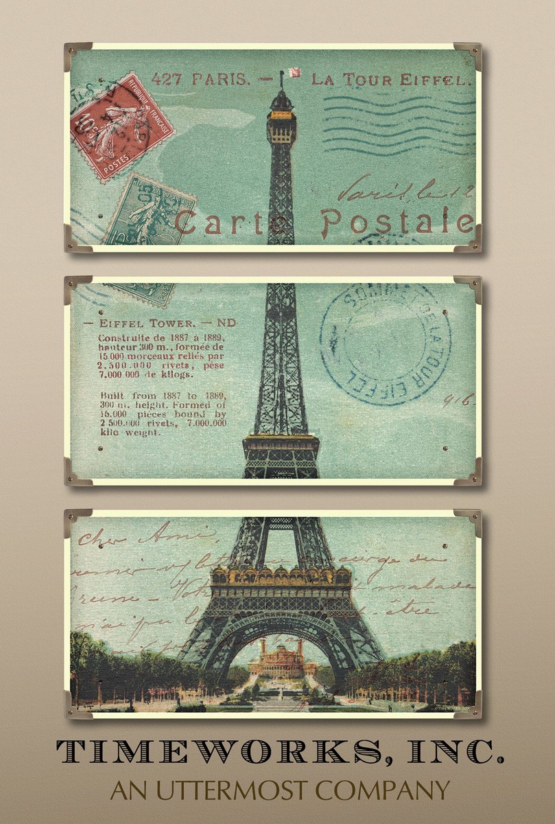Uttermost Eiffel Tower Carte Postale Art - Set of 3