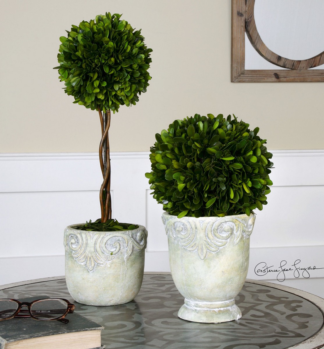 Uttermost Preserved Boxwood Ball Topiaries - Set of 2
