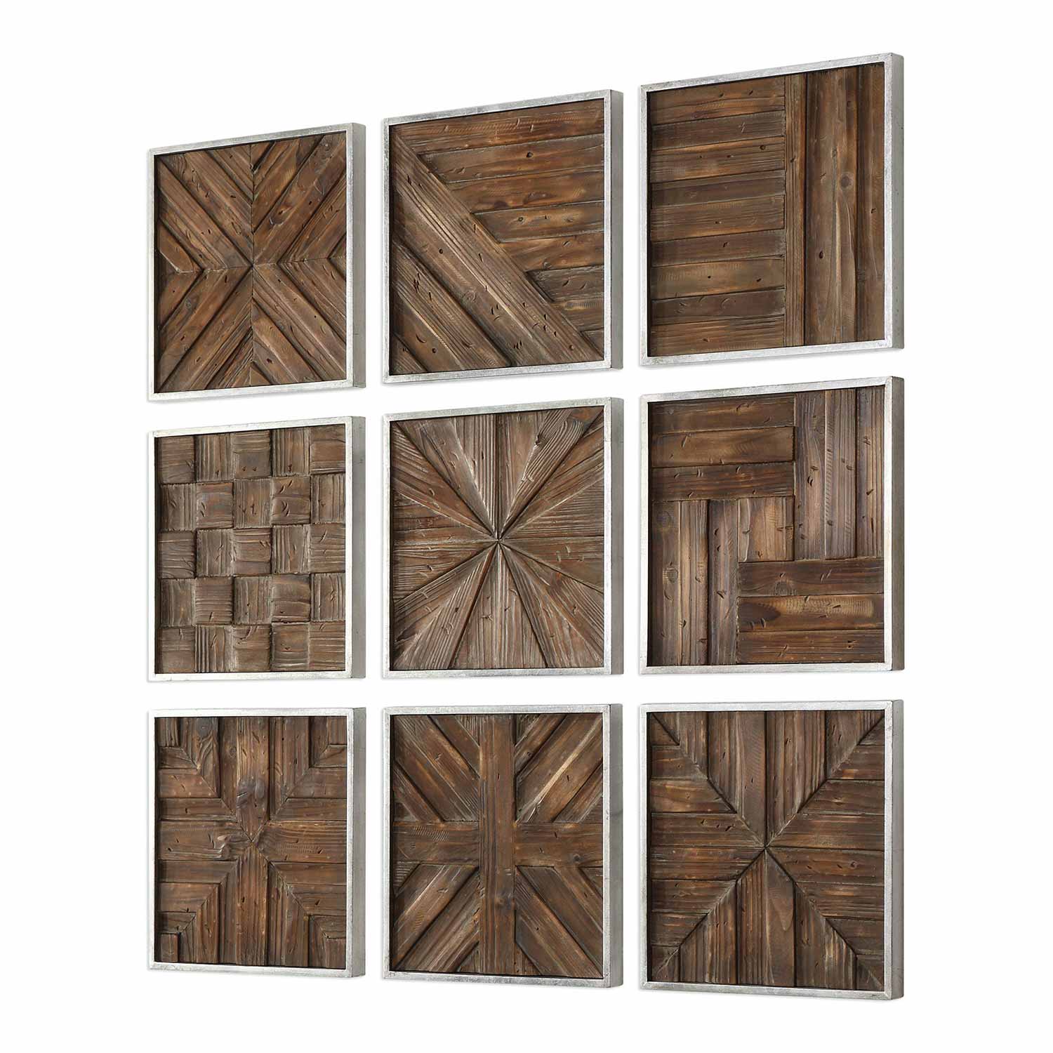Uttermost Bryndle Rustic Wooden Squares - Set of 9