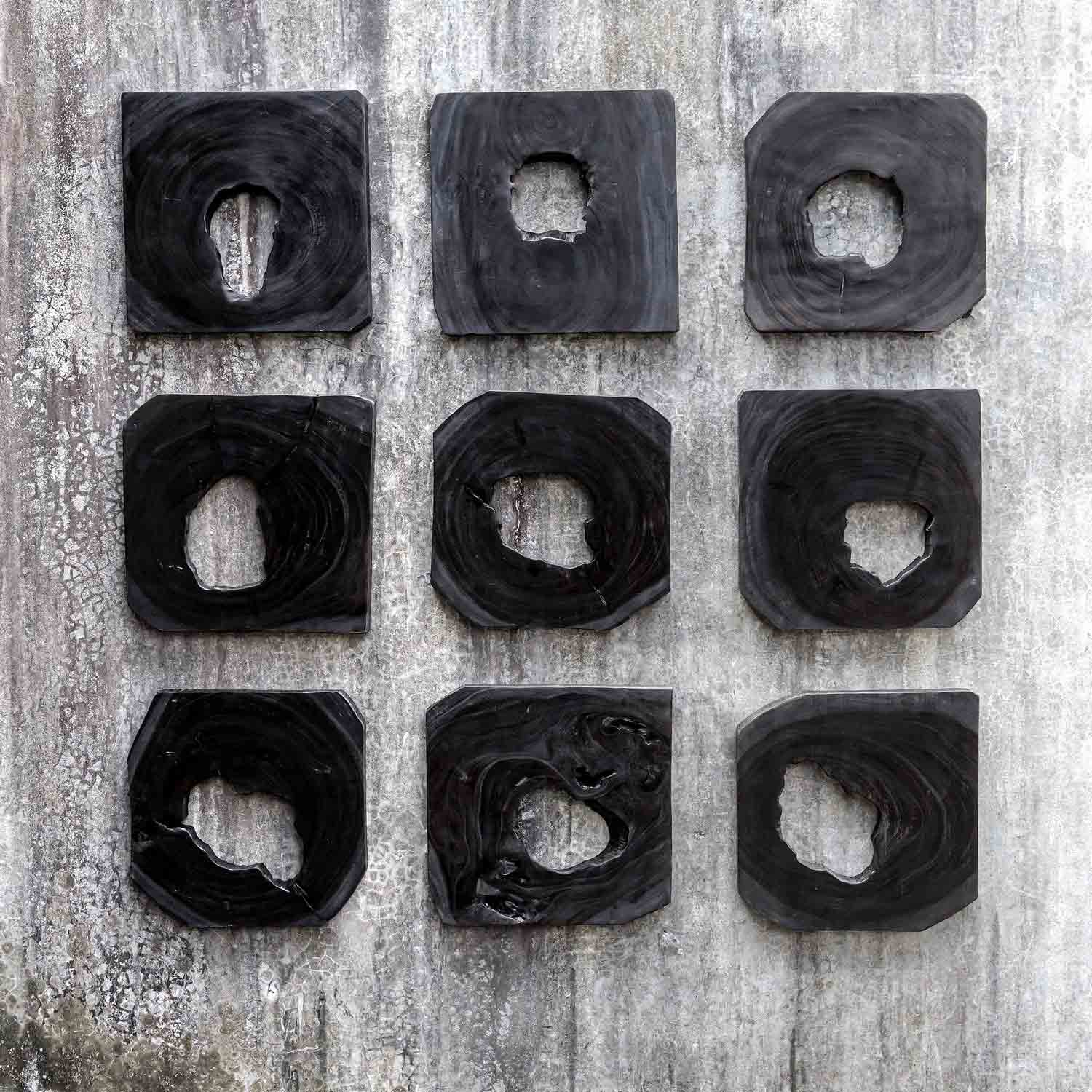 Uttermost Bahati Ebony Wood Wall Art - Set of 9