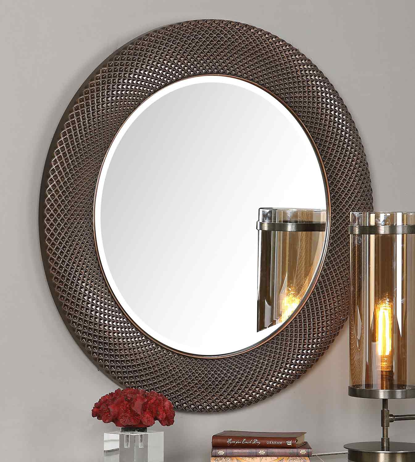 Uttermost Aziza Round Mirror - Bronze