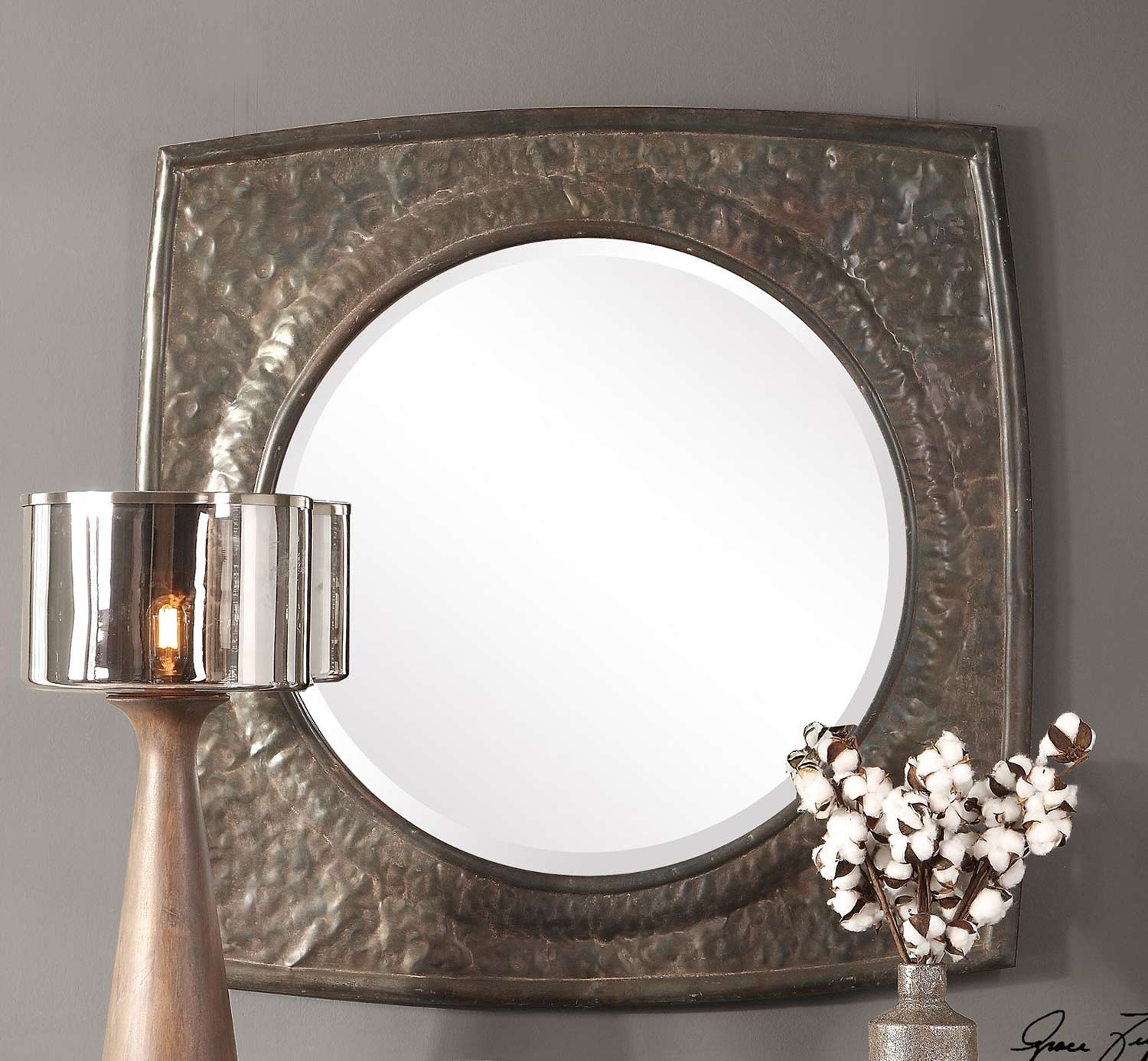 Uttermost Hadeon Hammered Iron Mirror