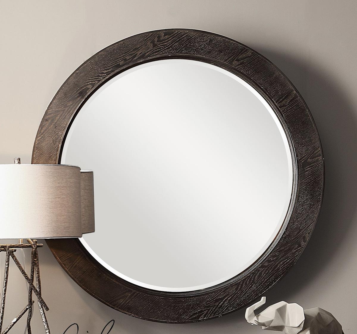 Uttermost Ramere Round Mirror - Ebony