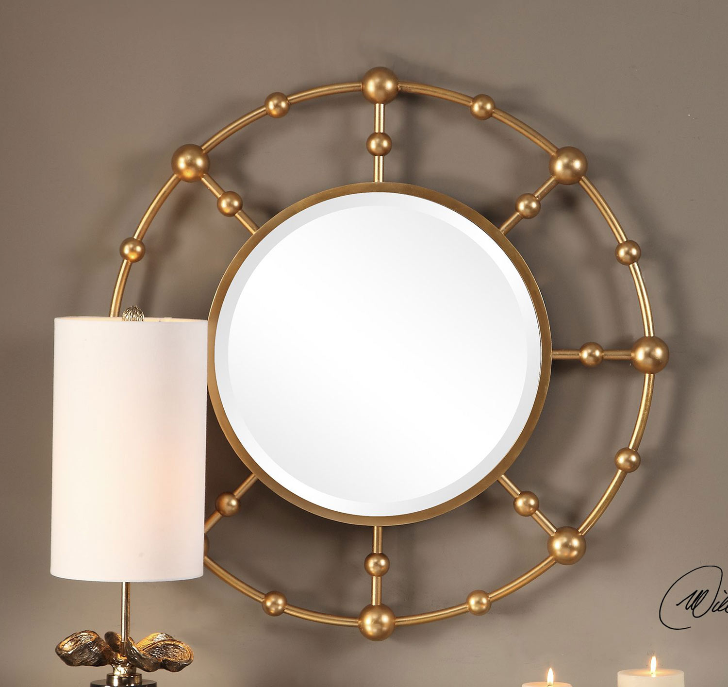Uttermost Selim Round Mirror - Gold